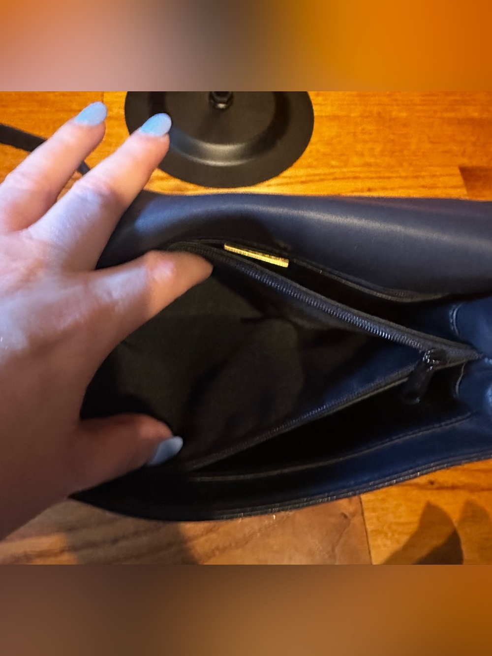 Perlina Navy Blue Crossbody LeatherBag - Picture 8 of 10
